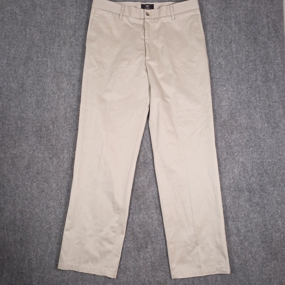 NWT Dockers Signature Khaki D2 Pants Mens 34x32 Khaki Straight Fit Flat Front